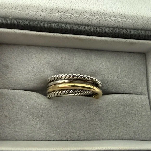 David Yurman Silver and Gold Twisted Ring - Picture 2 of 4